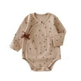 thumbnail image 2 of Baby Onesies Boy Infant Boys Girls Long Sleeve Star Moon Striped Ribbed Romper Baby Boy Romper Khaki 9-12 Months, 2 of 5