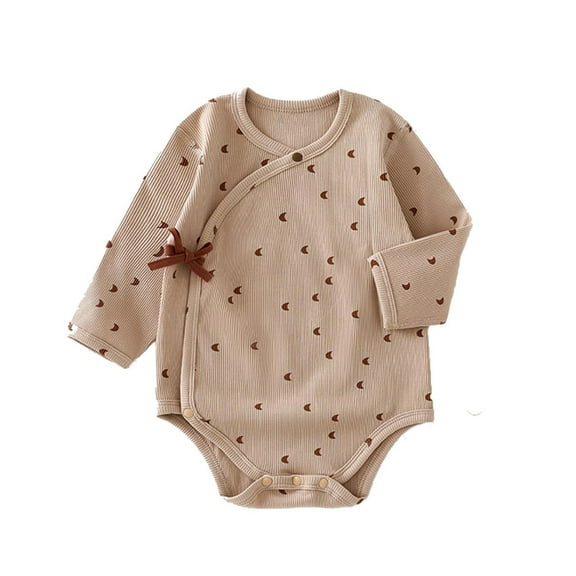 TAIAOJING Toddler Boys Girls Long Sleeve Cartoon Prints Striped Romper Ribbed Bodysuits Onesie Cute 9-12M