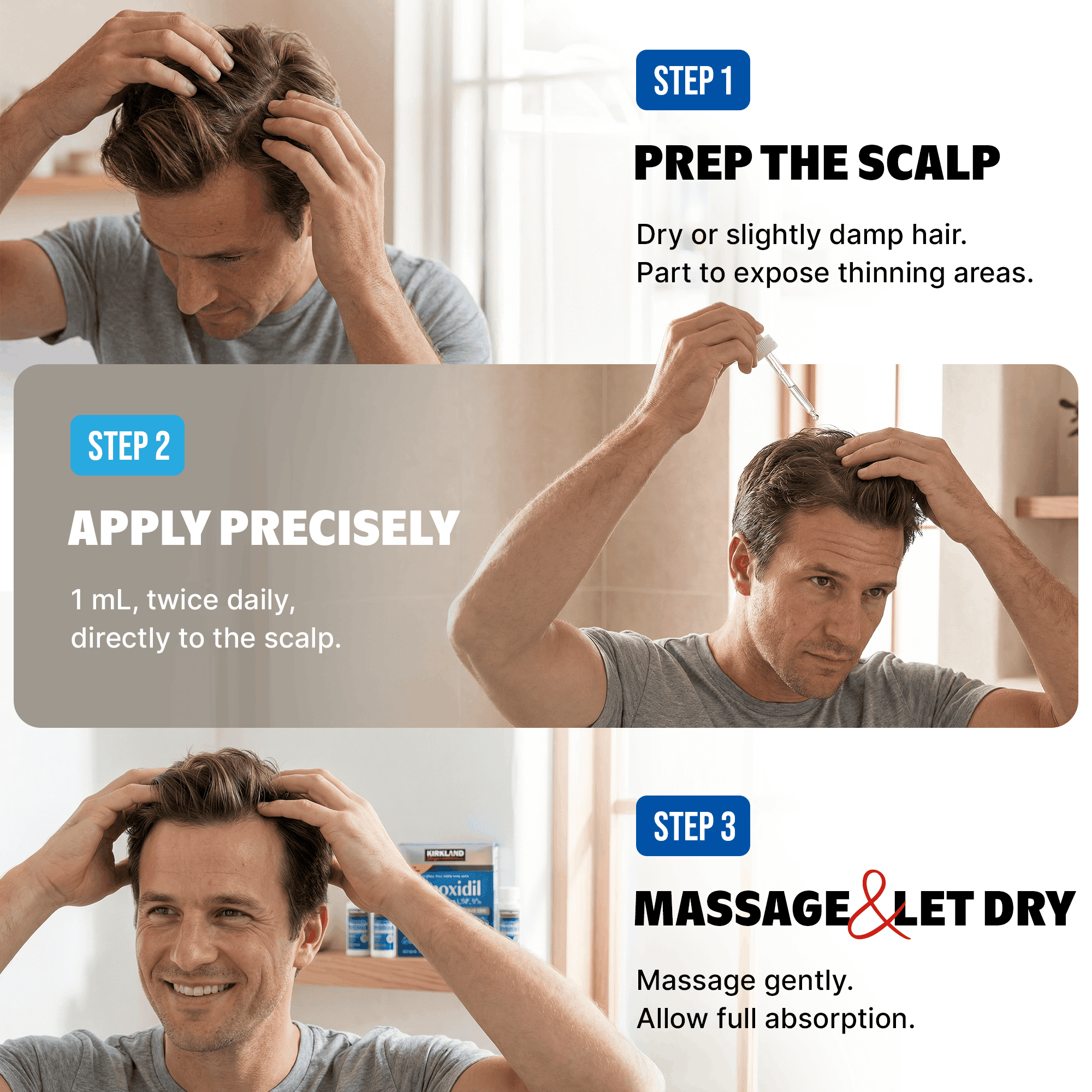 Kirkland Minoxidil 5% for Men, Topical Solution Extra Strength Hair Regrowth Treatment, 6 Months Supply, Total 12 Fl Oz, Premium Dropper Applicator, Exclusive Comb and Bonus Free Guide Included