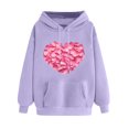 thumbnail image 2 of Holiday Deals Saving!Viikei Sweatshirts for Women Oversized,Women's Print Winter Hoodie Pullover Tops Long Sleeved Comfortable Sweatshirt Purple L, 2 of 5