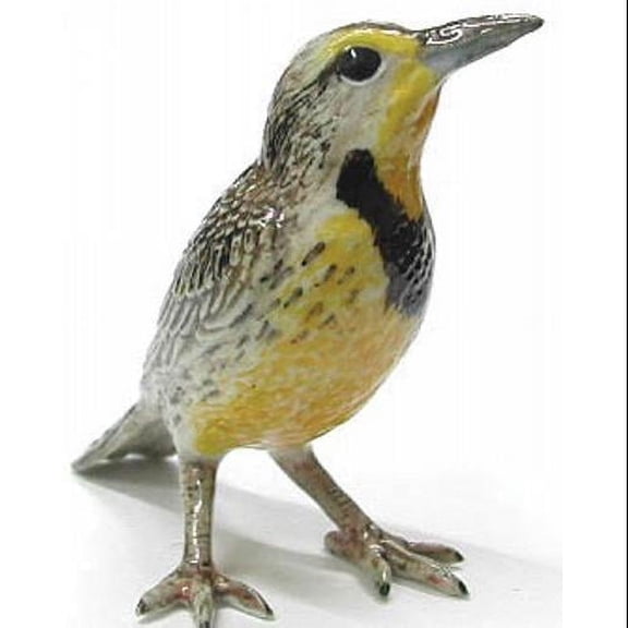 Northern Rose Western Meadowlark Bird Hand-painted - Home Decor Bird Decorative Figurine Birthday Gift - Miniature Porcelain Figurine