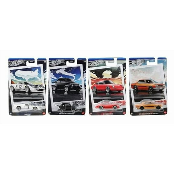 Hot Wheels National Icons Collection, Premium Die-Cast Cars, Silver Series, 4-Pack