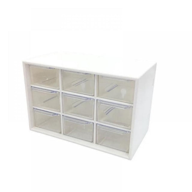 Girl 9 Grids Parts Drawer Desktop Storage Box Organizer Plastic Dust-proof Storage Container for Stationery Cosmetic Jewelry Pearl Earrings Makeup
