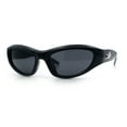 thumbnail image 4 of 90s Sport Fashion Wrap Around Styling Star Emblem Temple Sunglasses All Black, 4 of 8