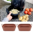 thumbnail image 4 of Fryer Silicone Liners, Edge Line High Temperature Resistant Fryer Silicone Basket 2 PCS Anti Stick With Handle For Cooking Black,Brown, 4 of 8