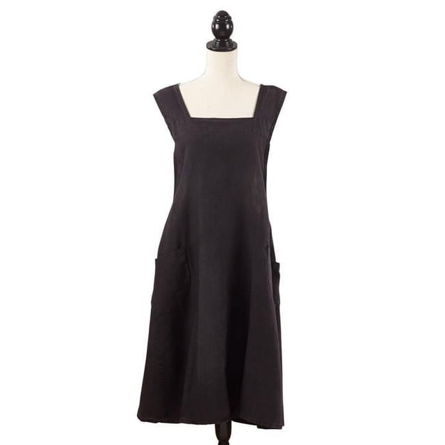 SARO 1059.BK01 Tablier Rayé Chic pour Cuisine à Enfiler - Noir