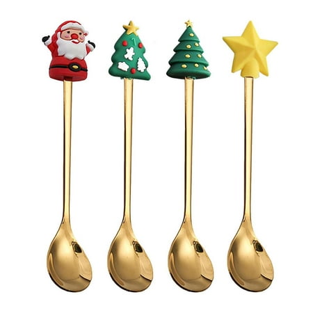 

Geruite Soup Spoon Coffee Demitasse Tea Spoon Stainless Steel Christmas Party Tableware Iced Tea Spoons Dinner Dessert Tablespoons for Eating Gold attractively