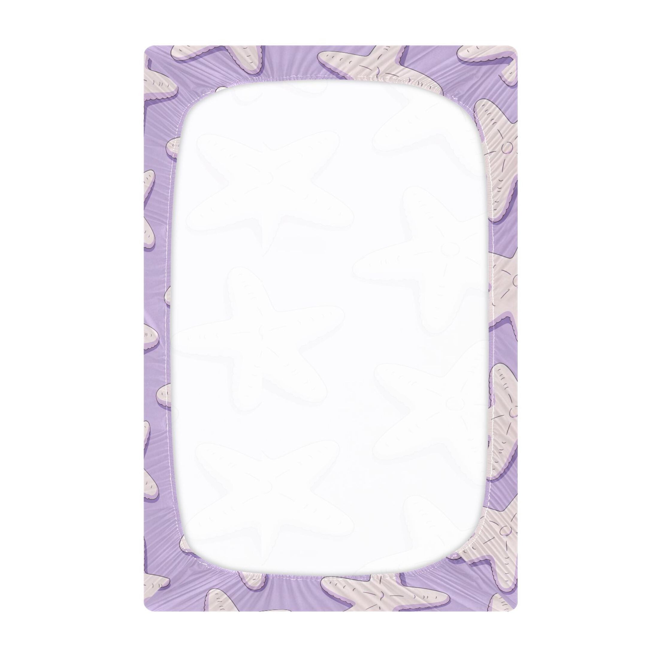 Baby Essentials 52”x 28”- Standard Cotton-like Modal Elastic- Purple Starfish Design Crib Sheets for Newborns and Toddlers