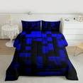 thumbnail image 2 of Feelyou Blue Pixelate Miner Queen Comforter Set, Stereoscopic Square Bedding Sets, Chic Honeycomb Abstract Reversible Bedding Comforter Set, Microfiber Bedroom Decor, 3 Pieces, 2 of 8