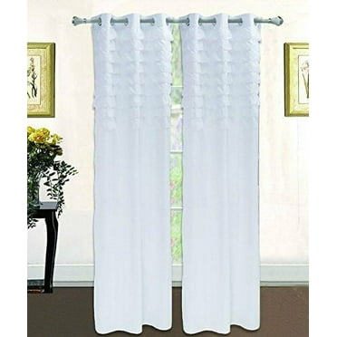 Ruffled Pleated Window Curtain Grommet Solid Panel