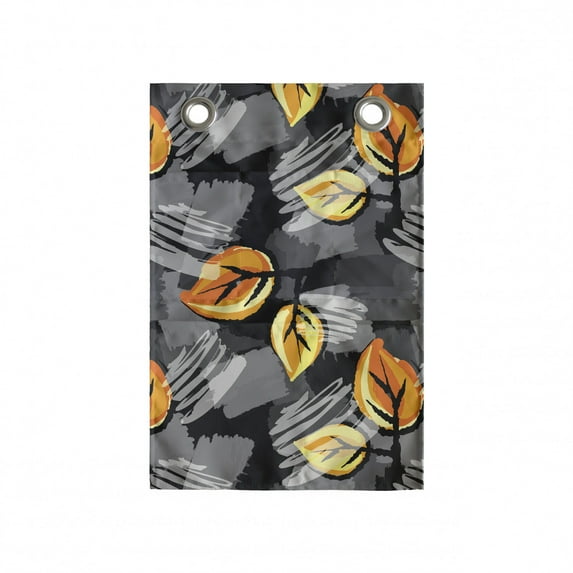 Fine Art Hanging Pocket Organizer, Leaves and Random Paintbrush Strokes, Printed Polyester Storage Bag with Pockets, 14" x 20", Grey Multicolor