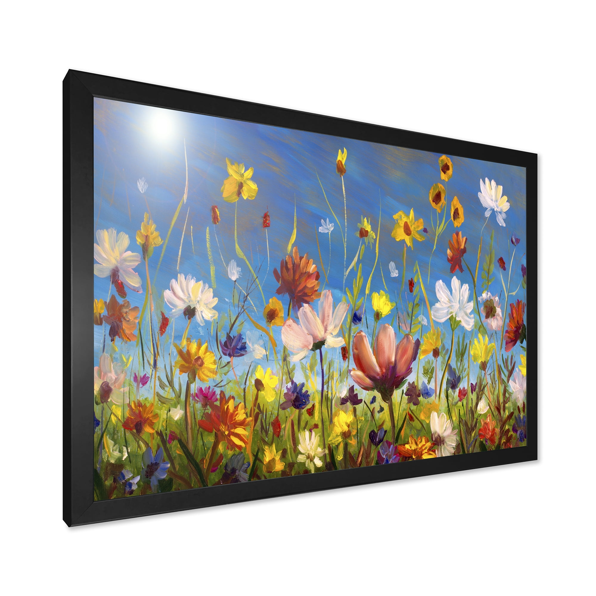 Designart 'Wildflowers and Daisies In Summer Garden Field II' Traditional Framed Art Print