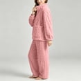 thumbnail image 4 of NominalSnug Flannel Pajamas for Women Sets Full Zip up Fuzzy Fleece Cardigans Wide Legh Pants Winter Thicken Warm Lounge Sleepwear 2 Piece, 4 of 7