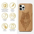 thumbnail image 4 of Case Yard Wooden Case Outside Soft TPU Silicone, Slim Fit Shockproof Wood Protective Phone Cover for Girls Boys Men and Women, Supports Wireless Charging Owl 4 Design case for iPhone-12/12-Pro, 4 of 7