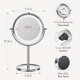 thumbnail image 3 of 10x Magnifying LED Lighted Makeup Mirror, Dual Sided, Battery Operated, 360° Rotating, 7" Cordless Vanity Mirror for Bathroom & Bedroom, 3 of 8