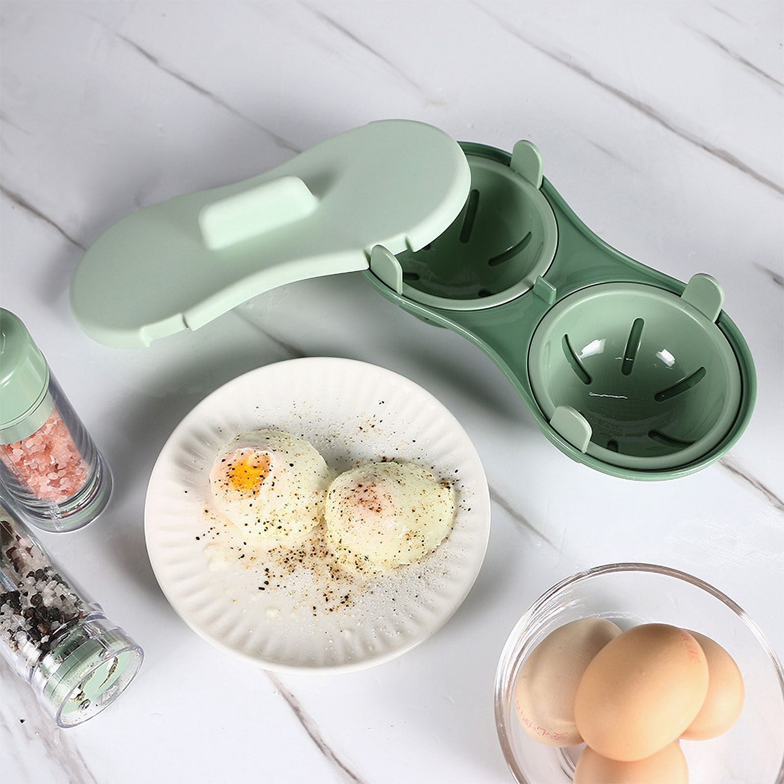 Microwave Egg Poacher and Steamer, Penguin-Shaped Multi-Functional Egg Cooker for Poached and Boiled Eggs, Heat-Resistant BPA-Free Steaming Tool for Quick Breakfast & Meal Prep, Arctic White