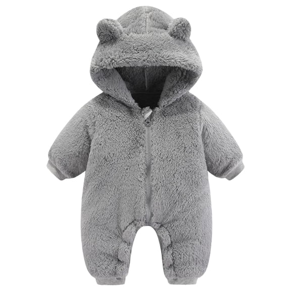 Mercatoo Newborn Baby Fleec𝐞 Jumpsuit Zipper Hooded Romper Warm Snowsuit Outfits for Infant Cute Cozy Bear Onesi𝐞 Outfits