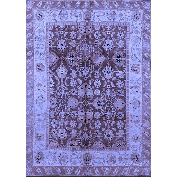 Ahgly Company Machine Washable Indoor Rectangle Oriental Blue Traditional Area Rugs, 2' x 5'