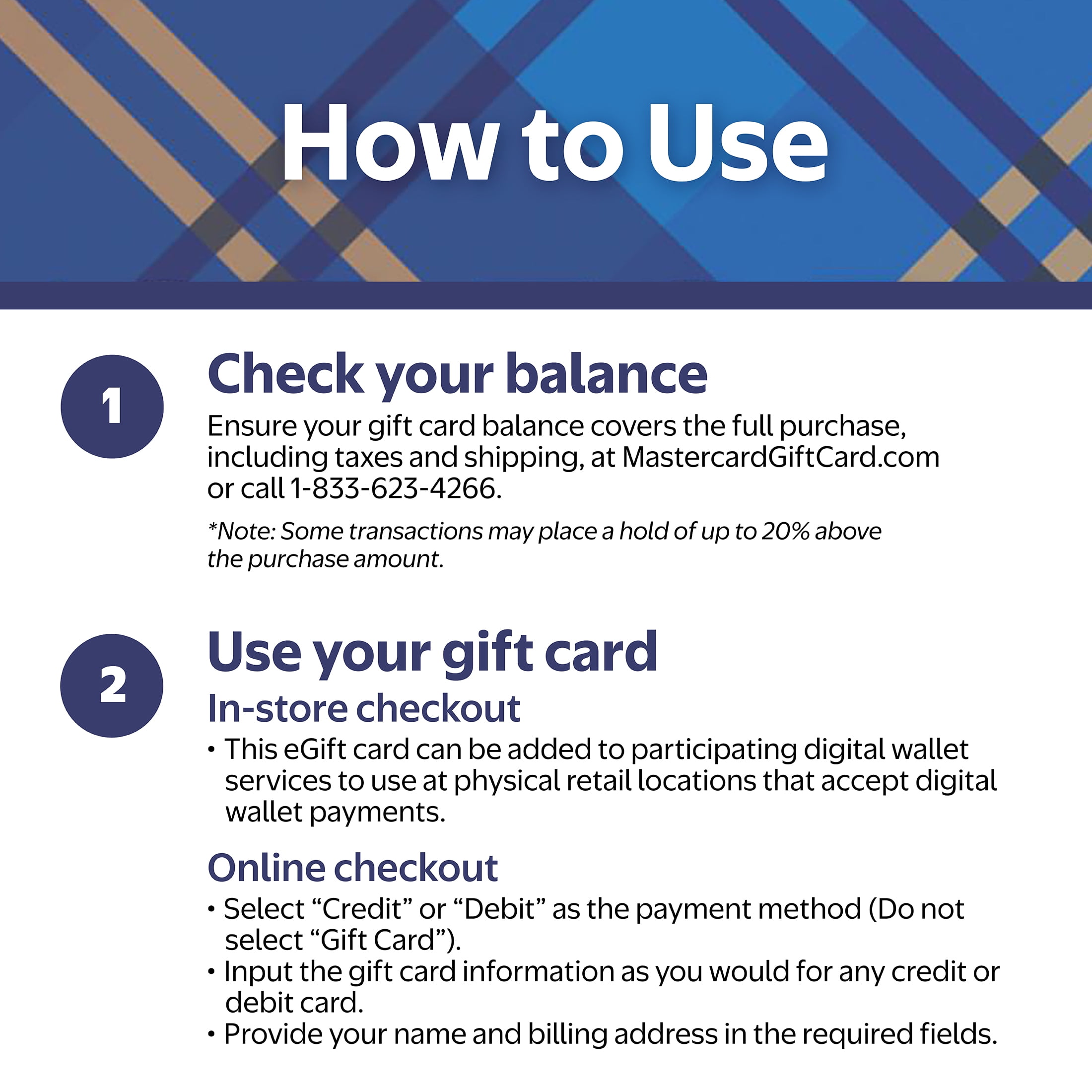 Mastercard® $20-$500 Just For You Plaid eGift Card (Plus $6.84 Purchase Fee) [Email Delivery]