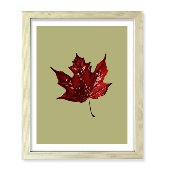 Designs ByLITA Red Maple Leaf, 5 x 7 Wooden Wall Print (Framed) | Home Decor