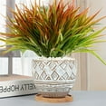 thumbnail image 3 of Fake Plants Outdoor Artificial Grass Plastic Plants UV Resistant Greenery (8 Pcs, Orange), 3 of 5