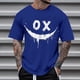 thumbnail image 1 of Blusas y camisas de manga corta con cuello redondo para hombre, blusas casuales de verano a la moda con cuello redondo y estampado para hombre., 1 of 4