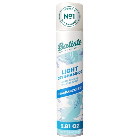 Batiste Fragrance Free Light Dry Shampoo, Absorbs Oil & Grease, 3.81 oz