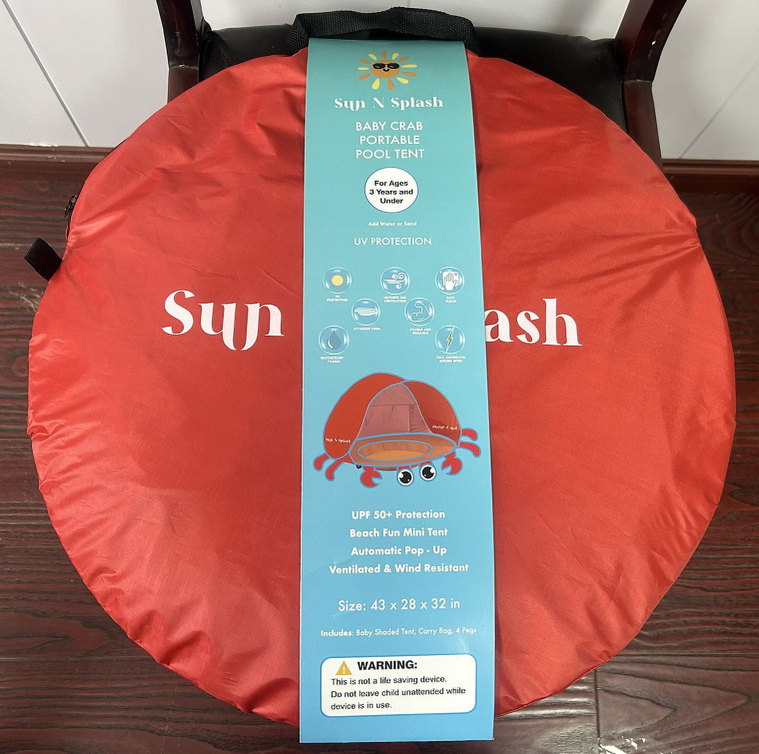 Sun N Splash PVC Crab Baby Pool Tent, Aquatic Themed, Age Group: 3+ Months