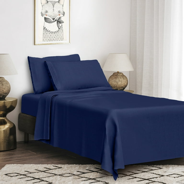 Lux Decor Collection Twin Size Sheets Set - Microfiber Deep Pocket Bed  Sheets - Navy Blue, Twin - QFC