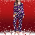 thumbnail image 2 of successthop Womens Cocktail Pajamas Long Sleeve Lapel Button Down Nightwear and Pj Pant Print Sleepwear with Pockets M, 2 of 8