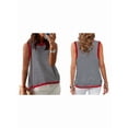 thumbnail image 3 of Womens Summer 2025 Casual Striped Color Block High Neck Tank Top Loose Knit High Low Sleeveless Shirts Red S, 3 of 6