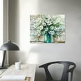 thumbnail image 4 of Nawypu  Country Style Canvas Wall Art Teal Blue Mason Bottle White Flower Rustic Wall Decor Art Hanging in The Bedroom Bathroom Living Room Dining Room Office Fireplace Kitchen Murals Decor, 4 of 5