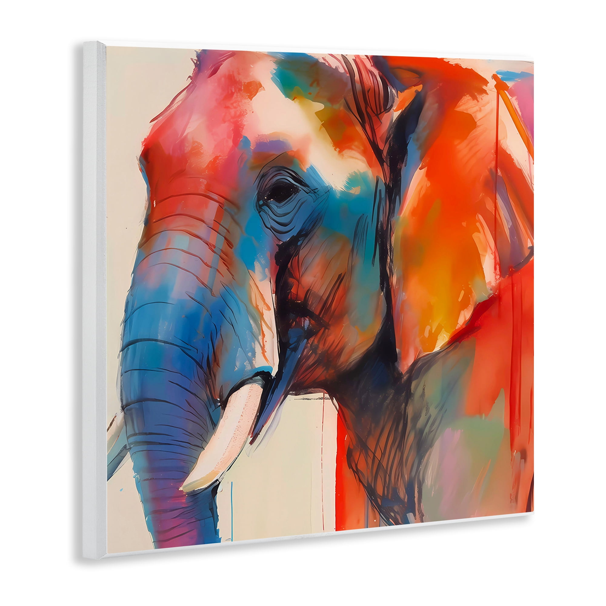 Stupell Industries Elephant with Modern Hues Animals & Insects Painting Unframed Art Print Wall Art, 12 x 12