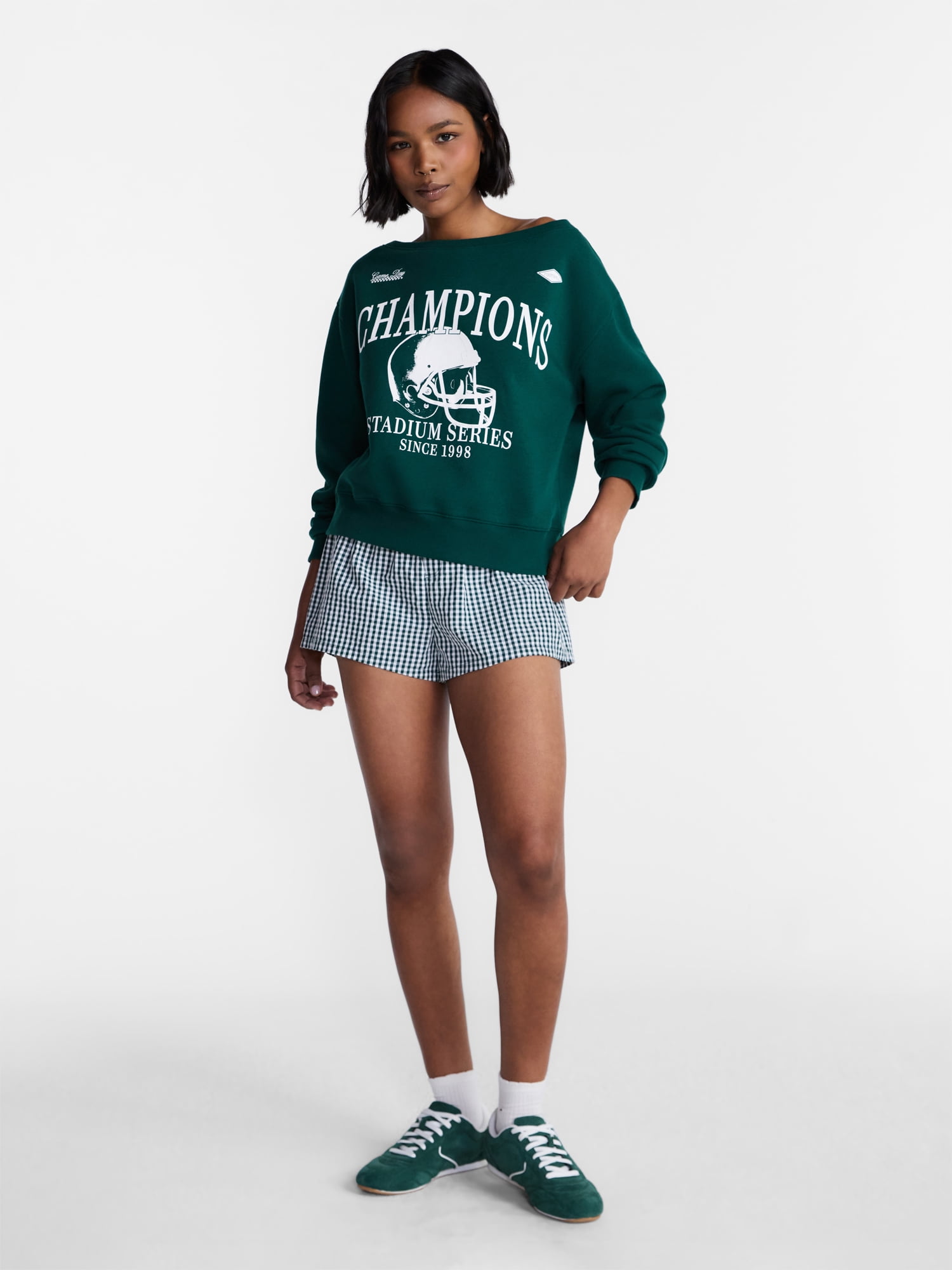 No Boundaries Off the Shoulder Sweatshirt with Long Sleeves, Midweight, Women’s XXS-4X