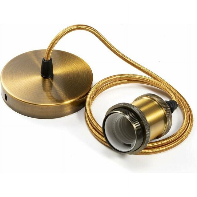 Lámpara colgante de metal Suspensión de lámpara Casquillos de lámpara E27 con cable, casquillo de lámpara Casquillo de suspensión de techo trenzado de bronce ajustable de 10 cm, para iluminación de t