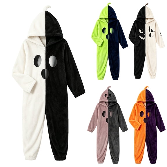 Pink Adult Hooded Pumpkin Plush Onesie Pajamas, Funny Onsies Halloween Costume Polyester Unisex 3D Hooded Jumpsuit, Side Pockets, Flannel Fabric, Soft and Cozy, Zipper Hip, Perfect for Theme Party S