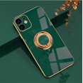 thumbnail image 1 of Compatible avec iPhone 13 Pro Max(6.7) Étui Mince en Silicone avec Support Anneau Support Magnétique Antichoc Étui de Protection Souple TPU Pare-Chocs - Vert Foncé, 1 of 7