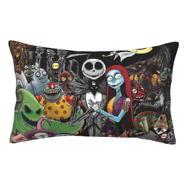 Anime Pesadilla El Antes De Navidad Sally Jack Skellington 11 Funda de almohada con bonito personaje de Dibujos animados para decorar la sala de estar, el sofá y el dormitorio, 40 x 60 cm