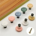 thumbnail image 2 of Flower Pattern Drawer Pulls - Round, Anti-Fall Off, Sturdy Ceramic Handles for Drawers, 2 of 8