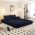 thumbnail image 4 of Miekor Furniture Human Dog Bed, Lazy Sofa Couch, 78.7" Multi-Functional Foldable Sofa Bed, 3-in-1 Teddy Fabric Foam-Filled Sleeper Sofa Bed for Living Room,Guest Bed,Playroom,Dark blue No4296, 4 of 9
