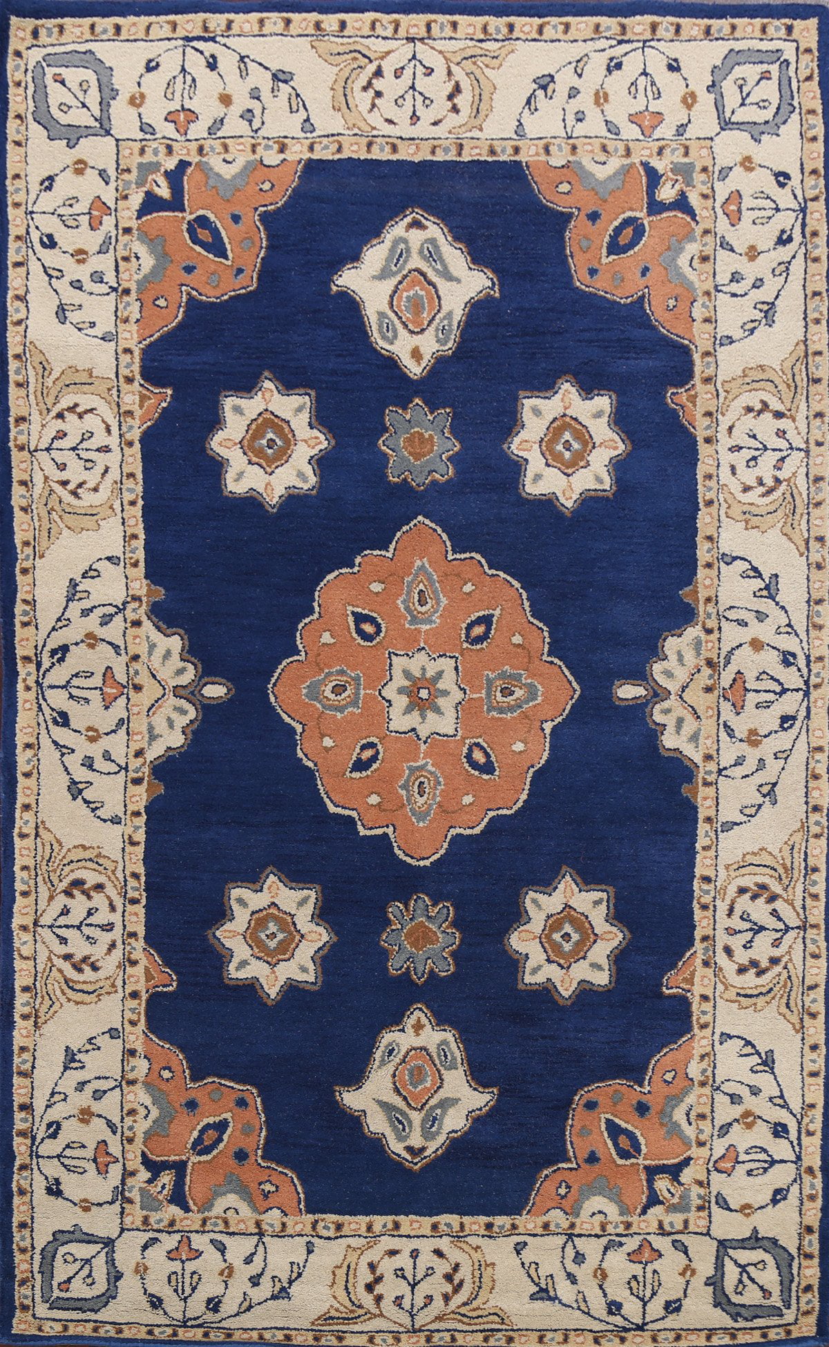 NAVY BLUE Floral Traditional Oriental Area Rug Hand-tufted Home Decor Carpet 6x9