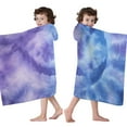 thumbnail image 4 of Purple Blue Tie Dye Pattern Hooded Bath Towel，60"x35" for Ages 3 To 12 Kids, Quick Dry Lightweight Soft Microfiber Hood Beach Towel Cover Up for Kids, 4 of 7