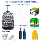 J World Girls Sunrise 18 Rolling Backpack for School and Travel, Heart Dot