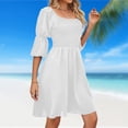 thumbnail image 1 of Vestidos Casuales Vestido de una línea de mujer Vestido de verano sin espalda con cuello cuadrado para cóctel (Blanco L) Ygjytge para Mujer Blanco T M, 1 of 7
