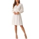 thumbnail image 2 of Vestido midi A-Line Inspire Chic para mujer, vestido de cuello en V texturizado con cruce, color beige, 2 of 6