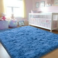 thumbnail image 2 of ZENELESS Indoor Fluffy Rug,5x7 Cobalt Blue Fuzzy Non-Slip Carpets for Living Room Bedroom Home Decor, 2 of 7