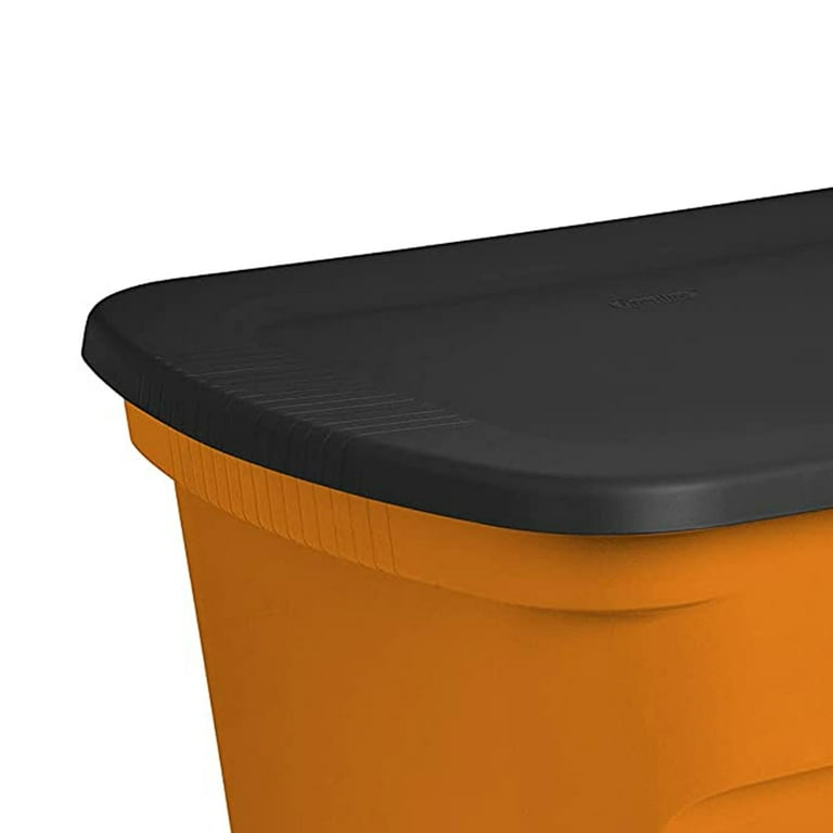 Sterilite 18 Gallon Orange Plastic Storage Container Bin Tote with Lid (8  Pack)