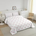 thumbnail image 3 of Erosebridal Pink Bow Comforter Set,Watercolor Bowknot Bedding Set Princess Room Decor,Pink and White Cute Plaid Down Comforter,Soft Polyester Quilt Set,1 Pillowcases, 3 of 7