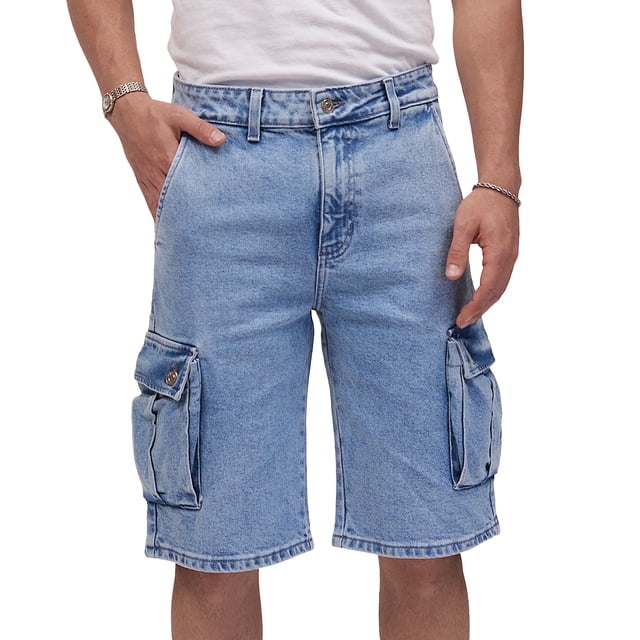 Bermuda de mezclilla MCHK 8052. Corte cargo. Color azul. Para hombre
