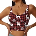 thumbnail image 2 of Picia Plaid Reindeer Snowflakes Sports Bra for Women,Padded Strappy Sports Bras Medium Support Yoga Bra with Removable Cups,Running Yoga Bra-X-Large, 2 of 9